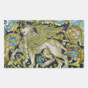 Pegatina Rectangular Pegatinas - Deruta Tile Lion