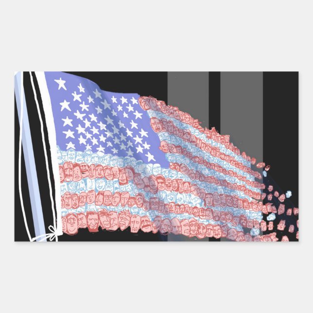 Pegatina Rectangular Pegatinas hechos fragmentos de la bandera (Anverso)