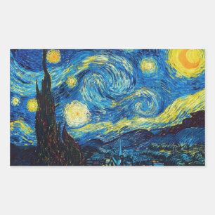 Pegatina Rectangular Pegatinas nocturnos Van Gogh Starry