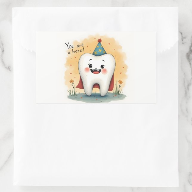 Pegatina Rectangular Pegatinas para pequeños pacientes dentistas (Bolso)