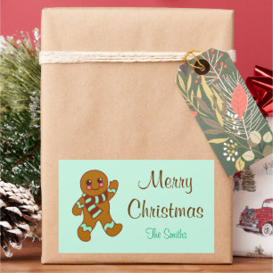 Pegatina Rectangular Pegatinas personalizados de Mint Gingerbread