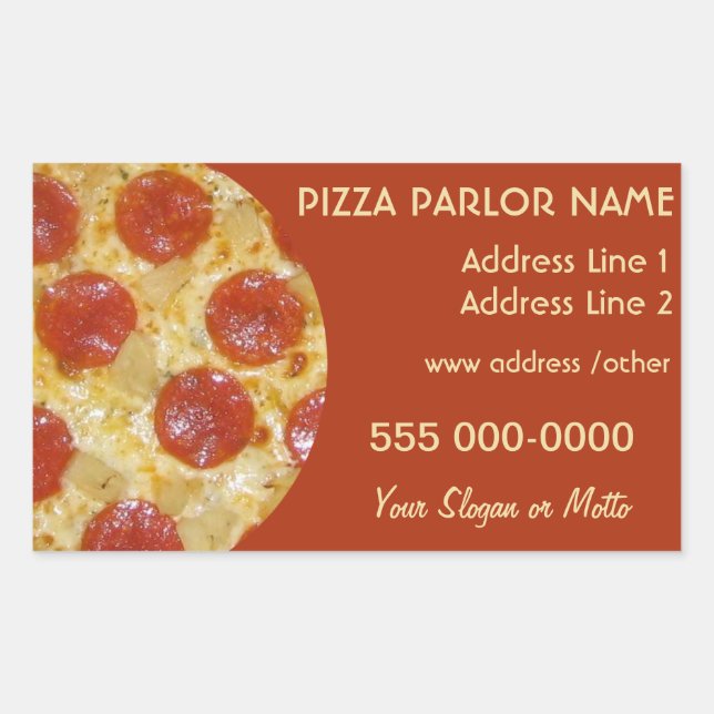 Pegatina Rectangular Pegatinas personalizados de Pizza Parlor (Anverso)
