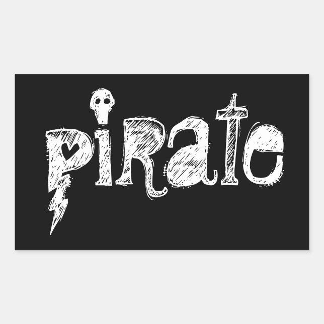 Pegatina Rectangular Pegatinas piratas (Anverso)