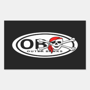 Pegatina Rectangular PEGATINAS piratas de OBX Skull y Crossbone