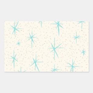 Pegatina Rectangular Pegatinas Rectangle de la época espacial Turquoise