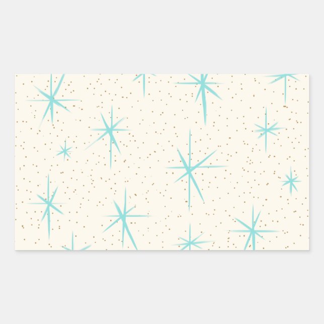 Pegatina Rectangular Pegatinas Rectangle de la época espacial Turquoise (Anverso)