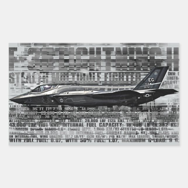 Pegatina Rectangular Pegatinas Rectangle F-35 Lightning II (Anverso)