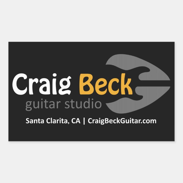 Pegatina Rectangular Pegatinas Rectangulares | Craig Beck Guitar Studio (Anverso)