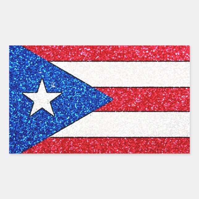 Pegatina Rectangular pegatinas rectangulares de bandera de Puerto Rico  (Anverso)