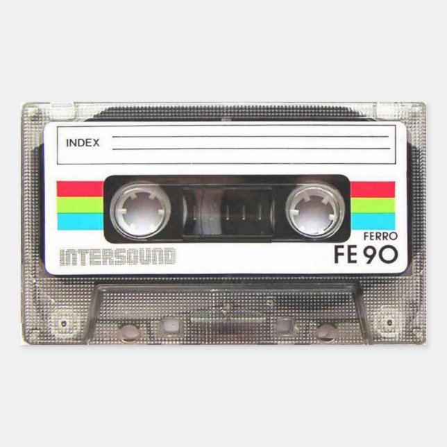 Pegatina Rectangular Pegatinas rectangulares de cinta de cassette (Anverso)