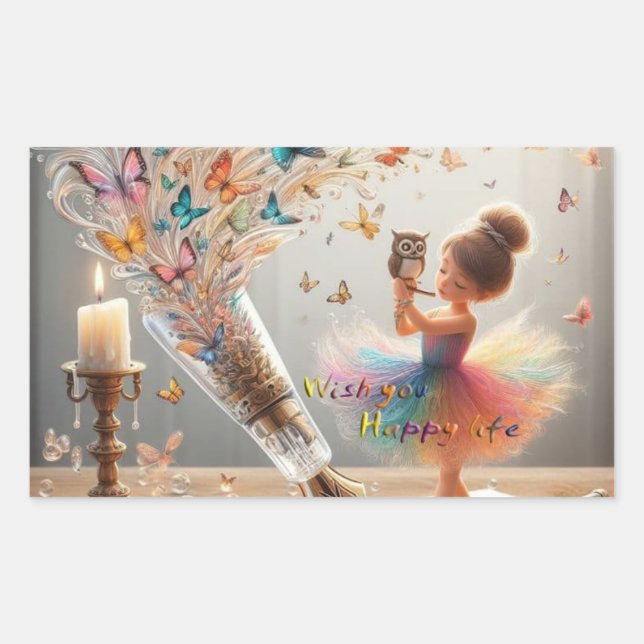 Pegatina Rectangular Pegatinas rectangulares de mi deseo (Anverso)