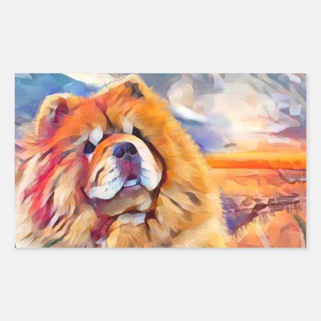 Pegatina Rectangular PEGATINAS rectangulares GOLDEN CHICA Chow (Anverso)