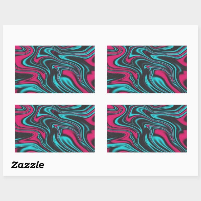 Pegatina Rectangular Pegatinas rectangulares ondulados y fluidos (Hoja)