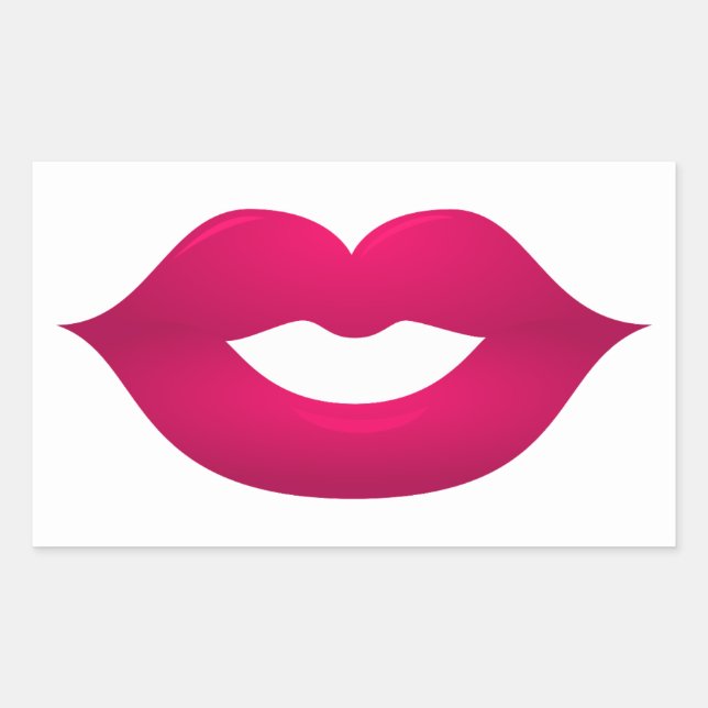 Pegatina Rectangular Pegatinas Rectángulo de los labios rosados y brill (Anverso)