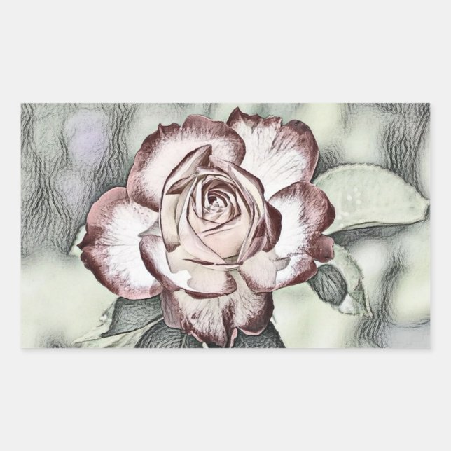 Pegatina Rectangular Pegatinas Rectángulo de rosa rojo, blanco, rubio (Anverso)