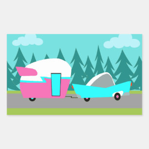 Pegatina Rectangular Pegatinas Retro Camper / Trailer y Auto