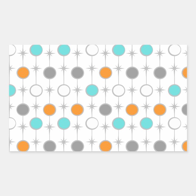 Pegatina Rectangular Pegatinas Retro Dots and Starburst (Anverso)