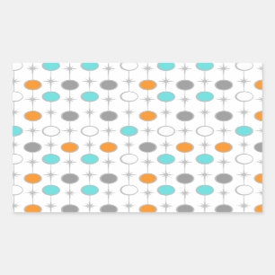 Pegatina Rectangular Pegatinas Retro Dots and Starburst