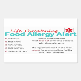 Pegatina Rectangular Pegatinas seguros - Alergia de nueces de cacahuete
