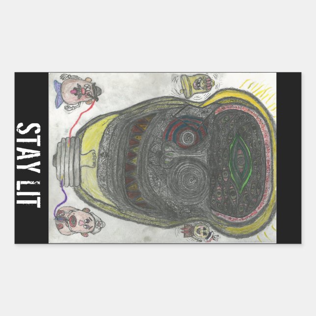 PEGATINA RECTANGULAR PEGATINAS STAY LIT (Anverso)