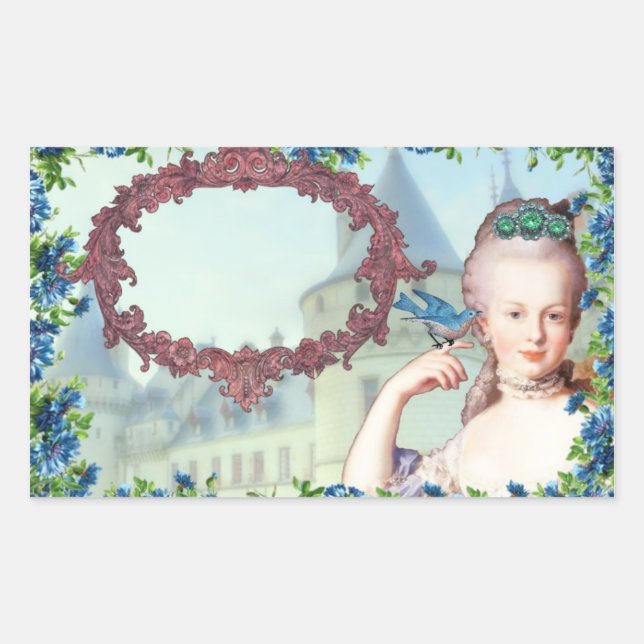 Pegatina Rectangular Pegatinas Vintage Marie Antoinette (Anverso)