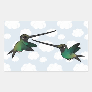 Pegatina Rectangular Peleas de espadas-Hummingbirds