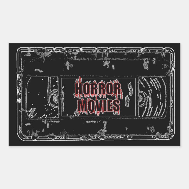 Pegatina Rectangular Películas de terror - Negro (Anverso)