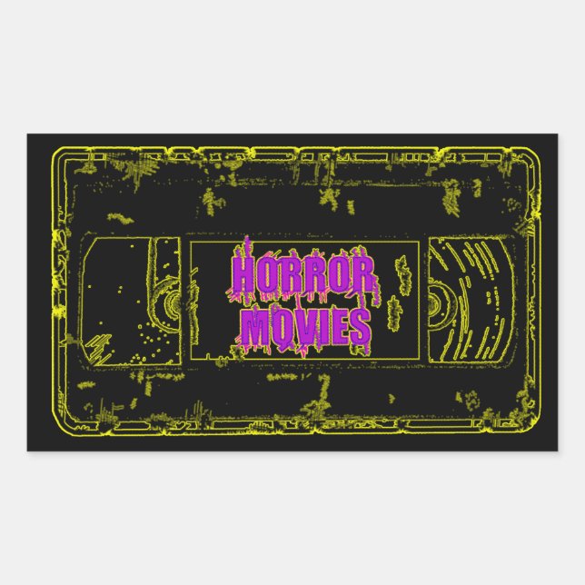 Pegatina Rectangular Películas de terror VHS-Amarillo/Púrpura (Anverso)