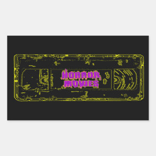 Pegatina Rectangular Películas de terror VHS-Amarillo/Púrpura