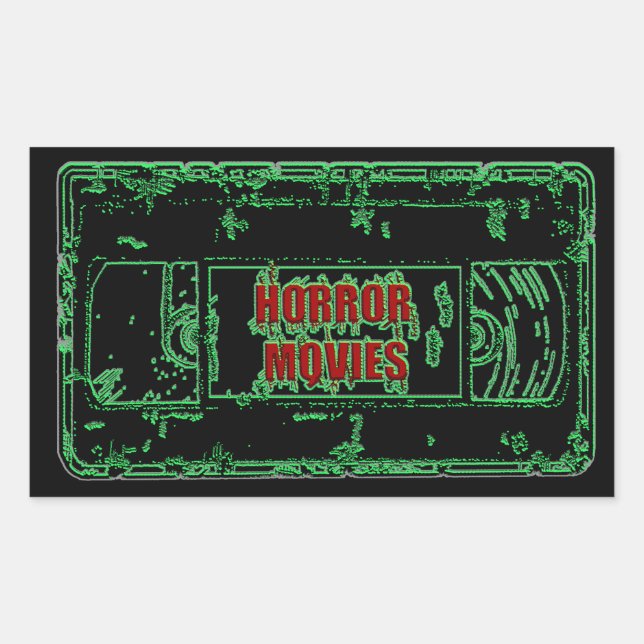 Pegatina Rectangular Películas de terror VHS-Neon Green (Anverso)