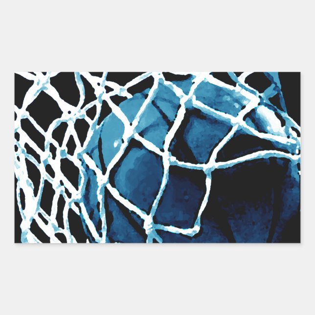 Pegatina Rectangular pelota de baloncesto azul (Anverso)