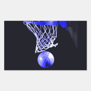 Pegatina Rectangular pelota de baloncesto azul