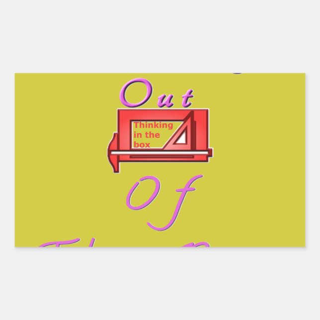 Pegatina Rectangular Pensar fuera del diseño de caja (Anverso)