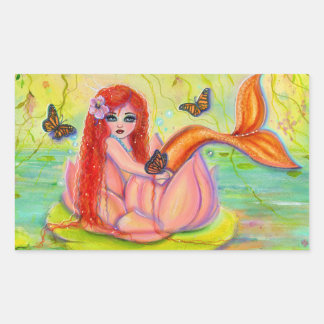 Pegatina Rectangular Pequeña sigilosa poster de sirena de Renee Lavoie