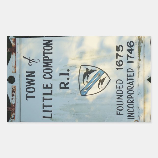 Pegatina Rectangular Pequeño Compton, signo fundado por RI (Anverso)