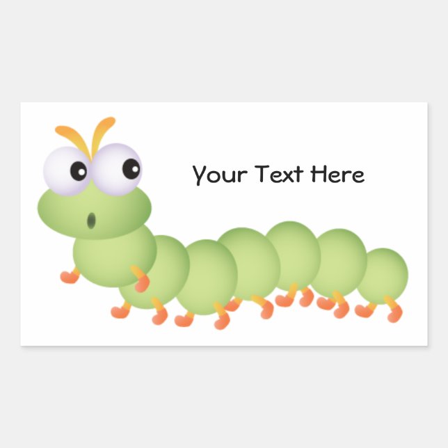 Pegatina Rectangular Pequeño gusano (personalizado) (Anverso)