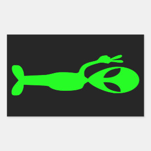 Pegatina Rectangular Pequeño hombre verde