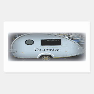 Pegatina Rectangular Pequeño trailer de caravana gitana clásico