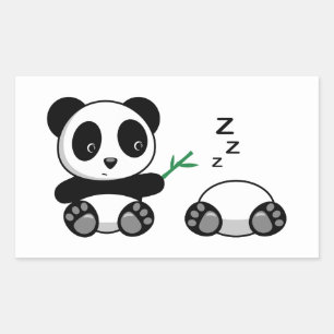Pegatina Rectangular Pequeños Pandas