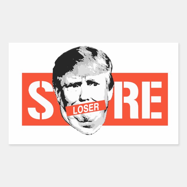 Pegatina Rectangular Perdedor Doloroso Trump (Anverso)