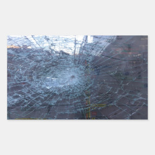 Pegatina Rectangular Perdido — con vidrio roto y mapa