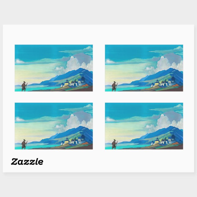 Pegatina Rectangular Peregrino de la ciudad radiante, por Nicholas Roer (Hoja)