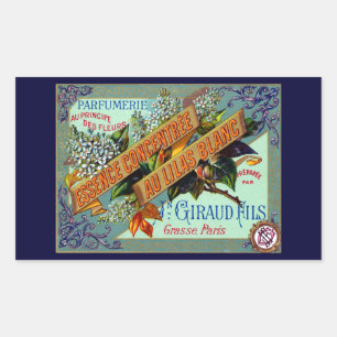 Pegatina Rectangular Perfume Lilac blanco francés de 1915
