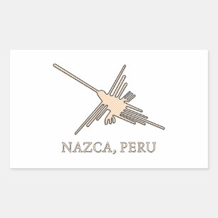 Pegatina Rectangular Periódico Geoglyph de Nazca Hummingbird