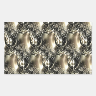 Pegatina Rectangular Perlas doradas