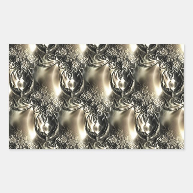 Pegatina Rectangular Perlas doradas (Anverso)