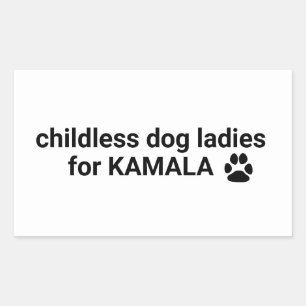 Pegatina Rectangular Perritos sin hijos damas de Kamala diversión perro