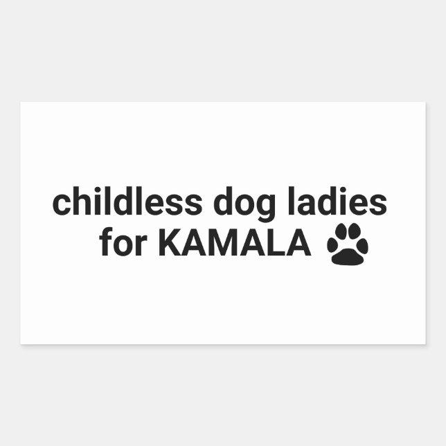 Pegatina Rectangular Perritos sin hijos damas de Kamala diversión perro (Anverso)