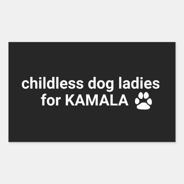 Pegatina Rectangular Perritos sin hijos damas de Kamala diversión perro (Anverso)