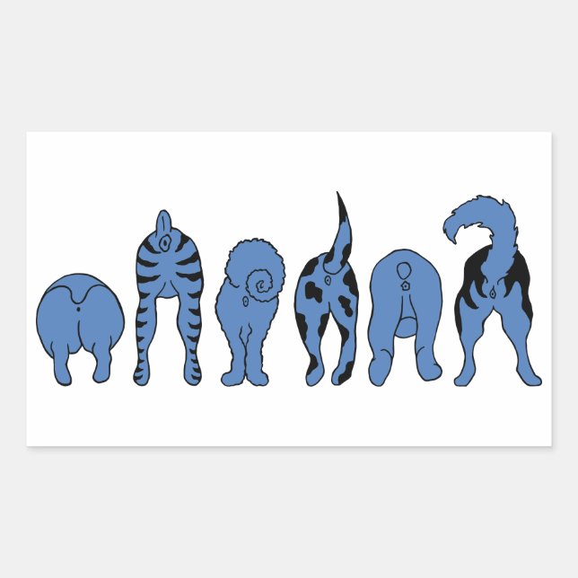 Pegatina Rectangular Perro Azul (Anverso)